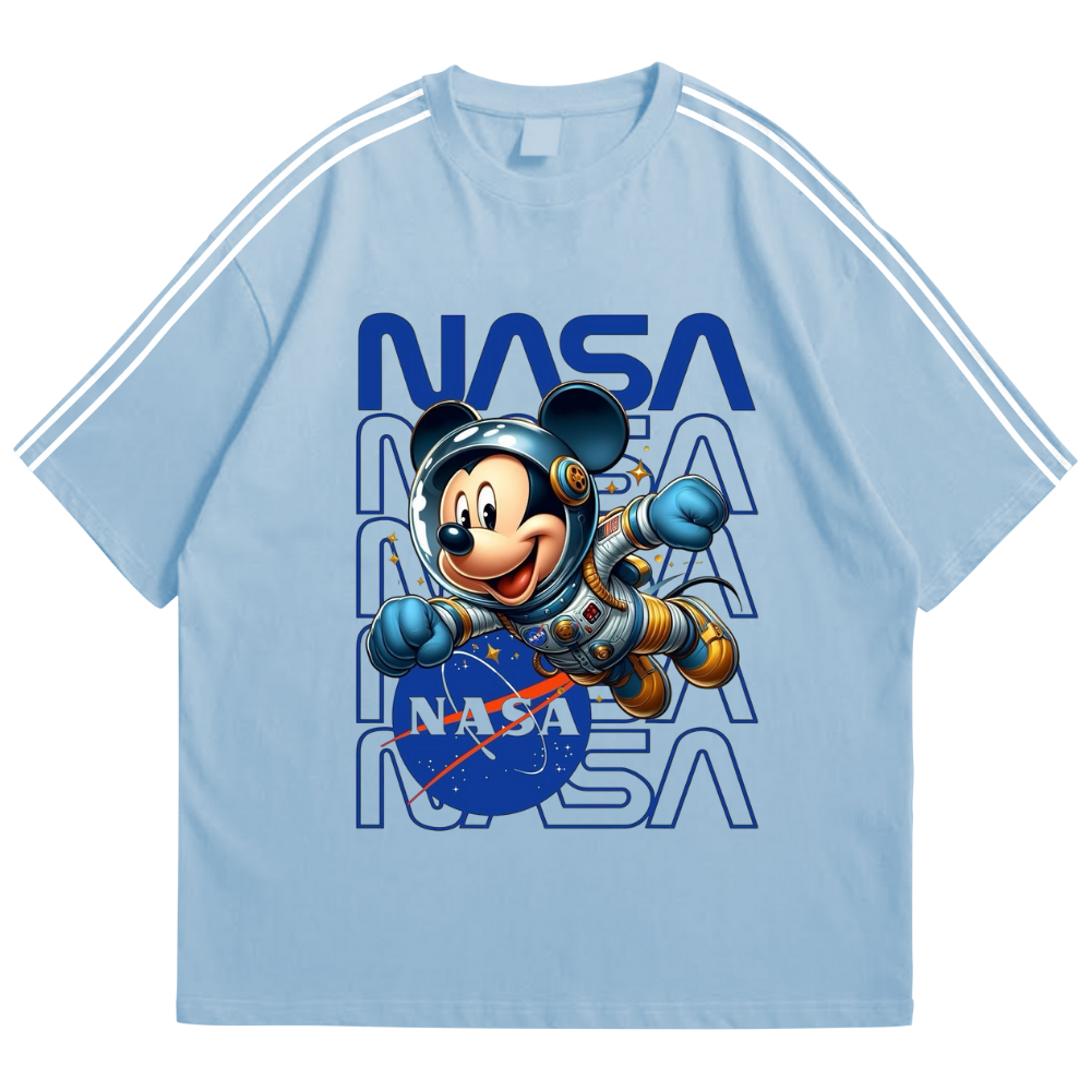 Lover Shop Baju Atasan Kaos Wanita STRIP MK NASA Oversize Lengan Pendek Korean Style