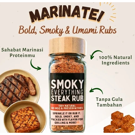 

Dry Rub Bumbu Marinasi Serbaguna Rendah Kalori No MSG Tanpa Pengawet | Smoky Everything Steak Rub