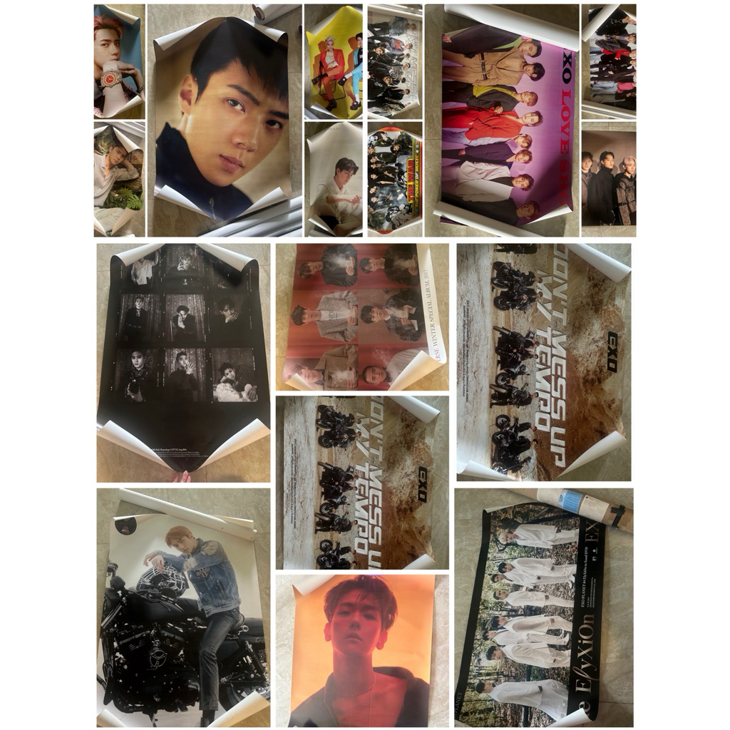 [EXO MERCHANDISE] EXO OFFICIAL POSTER & SLOGAN FANSITE SEHUN & PHOTOCARD SEHUN