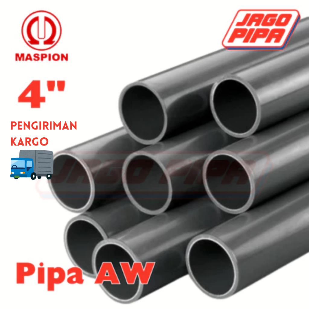 Maspion Abu Pipa AW 4 Inch PVC Air Bersih 4 Meter Paralon 4" ABU