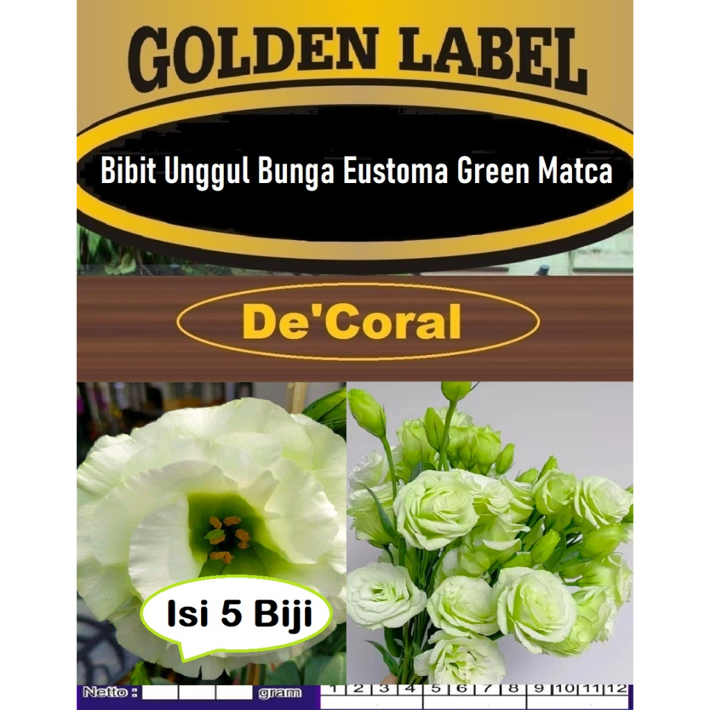 Bibit Unggul Bunga Eustoma Green Matcha | Biji Benih Bunga Eustoma Green Matcha