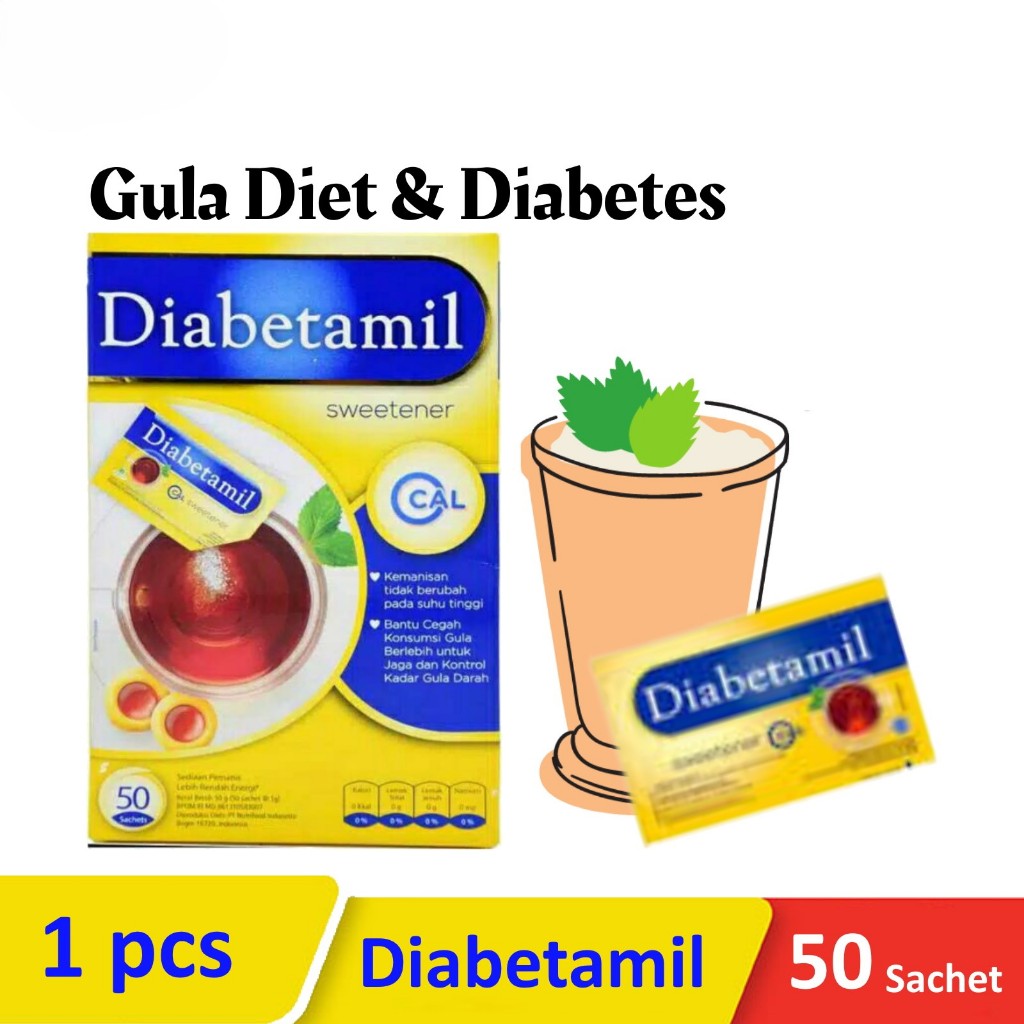 

Gula Diabetamil Sweetener 50 Sachet / Gula Diabetes Rendah Kalori