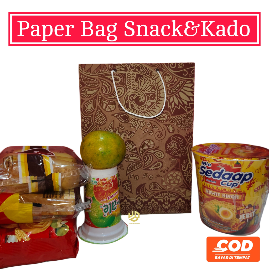 

(Isi 50pcs) Paper Bag/Tas Snack&Kado Motif Batik size:17x9x23