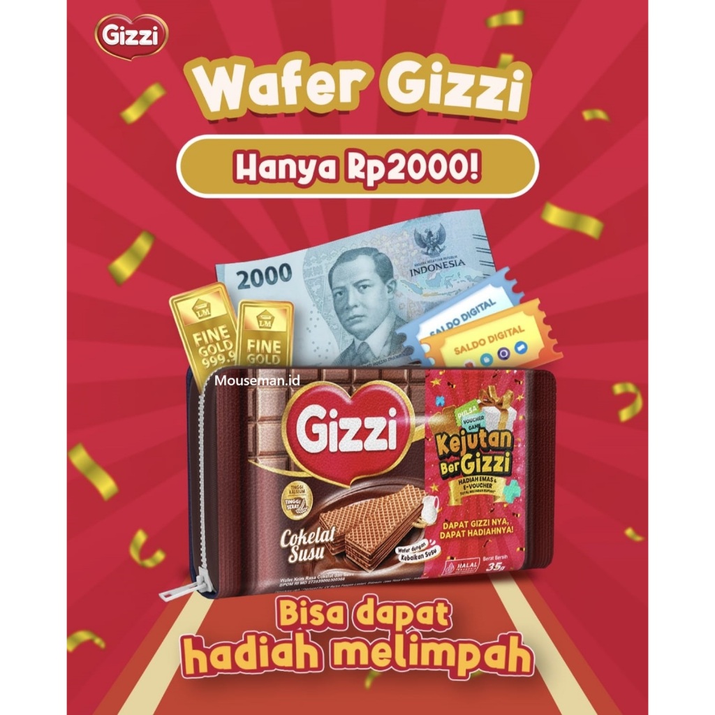 

Gizzi Wafer Cokelat Susu TINGGI KALSIUM TINGGI SERAT wafer dengan kebaikan susu Chocolate Wafer Krim Rasa Cokelat dan Susu 35gr