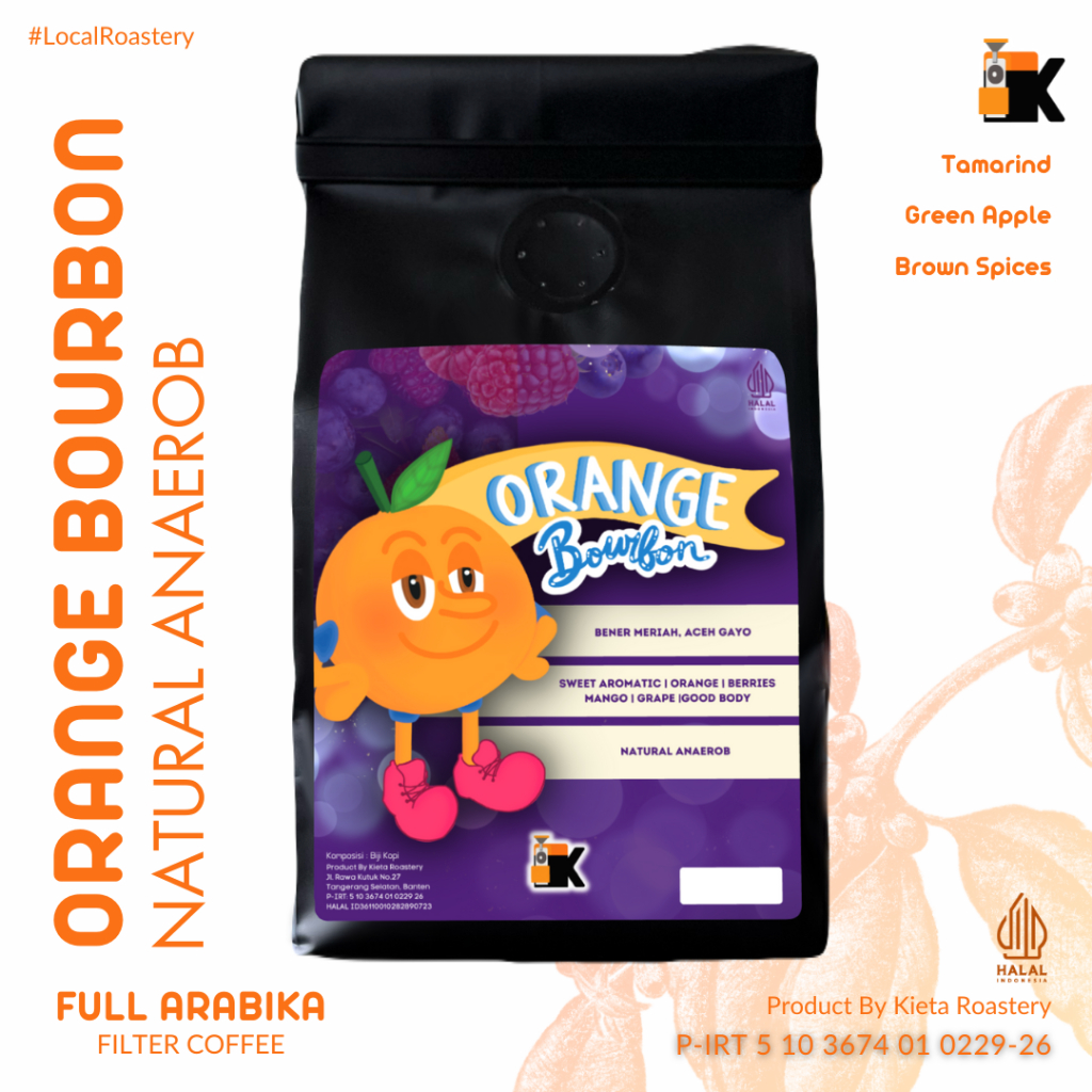 

Kieta Roastery - Biji Kopi Orange Bourbon 100% Arabika 100g-200g / Bubuk Roasted Coffee Bean Filter Single Origin