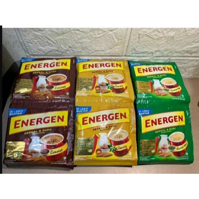 

Energen Rasa Coklat / Vanila / Kacang Hijau | Sereal Instan Sehat | 1 Renteng Isi 10