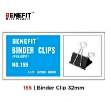 

TBMO Penjepit Kertas Binder Clip Merk Benefit 32mm width No.155