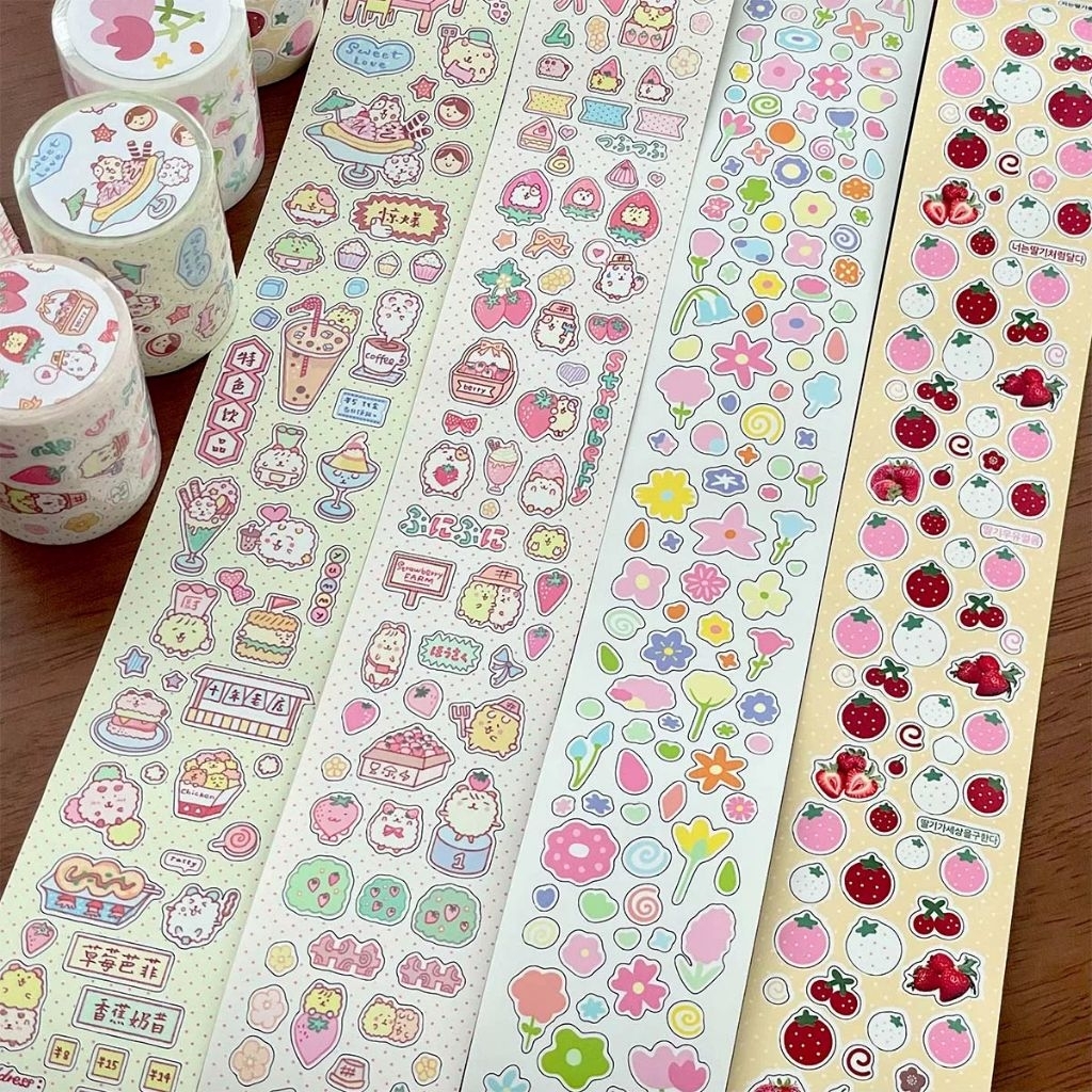 

[WindHeart] 1 sticker roll full wakawaka fruit town strawberry flower food cute material ins style 22576