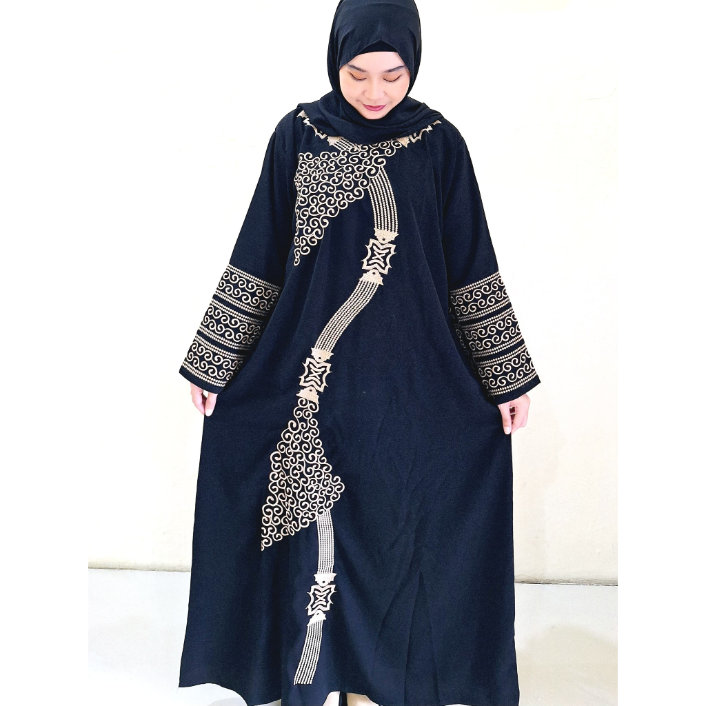 Abaya Bordir Hitam Arab Gamis Hitam Bordir Wanita Gamis Turkey Zuhra