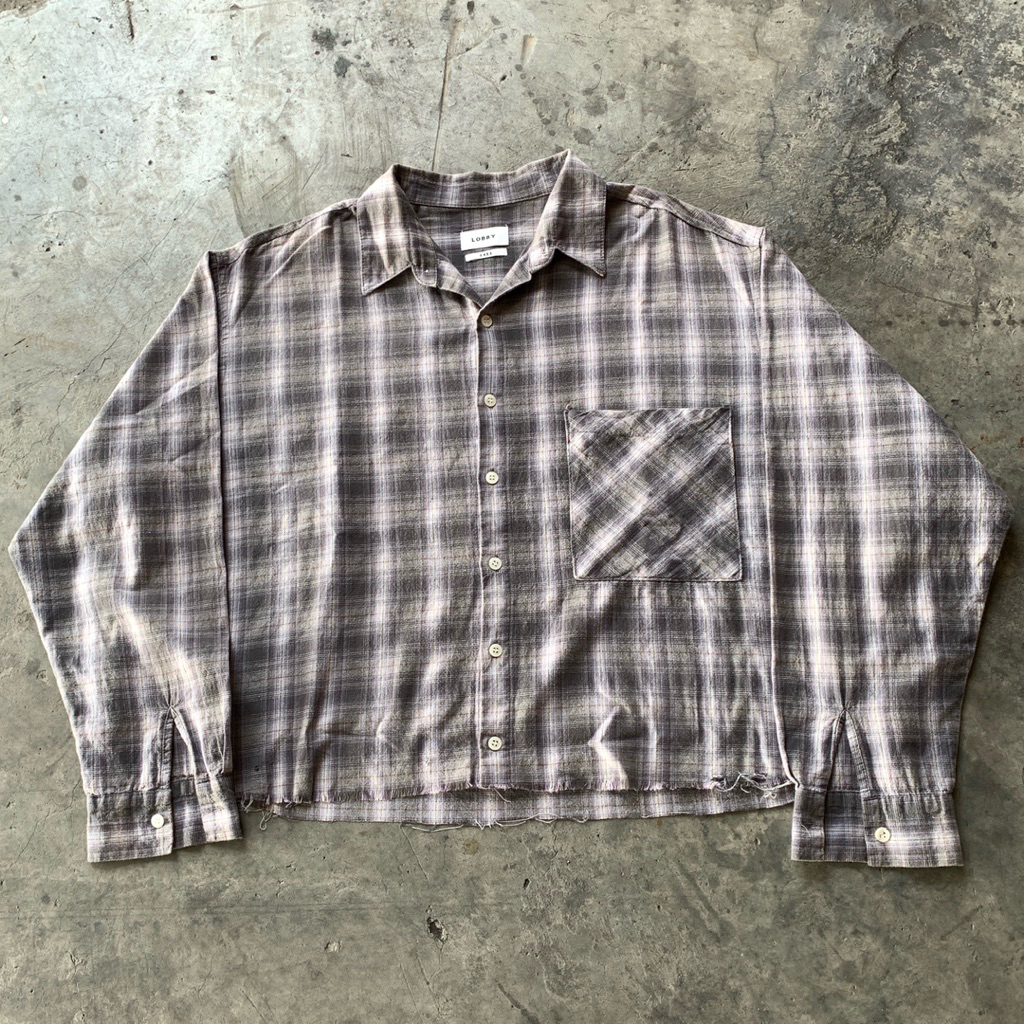 2000s Plaid Grey Button Up Pocket Shirt