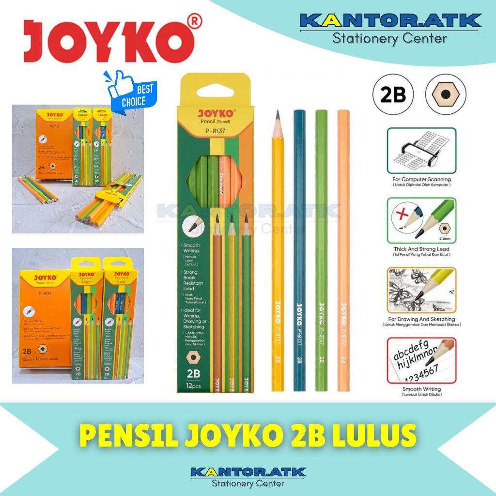 

(12Pc) Pensil 2B Joyko P-8137 / Pencil 2B For Computer