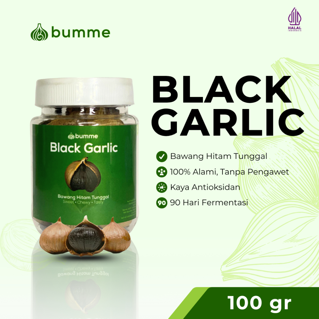 

Bumme Black Garlic Bawang Hitam Tunggal Premium 100 Gr - Kaya Antioksidan Rasa Manis Tekstur Lembut