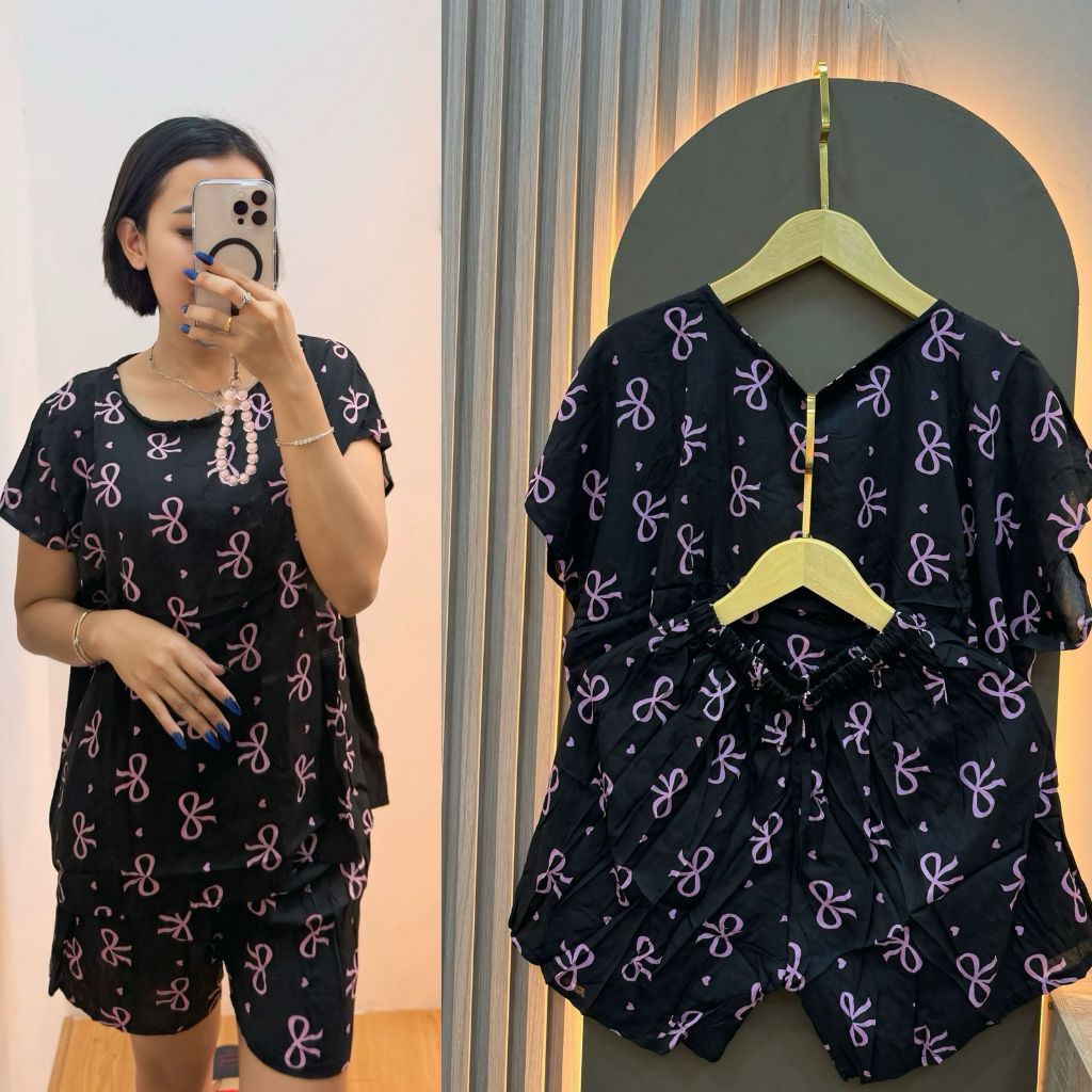 KAREN SETELAN RAYON PAJAMAS PENDEK FIT TO XL // ONE SET PENDEK RAYON // SETELAN WANITA // BAJU TIDUR