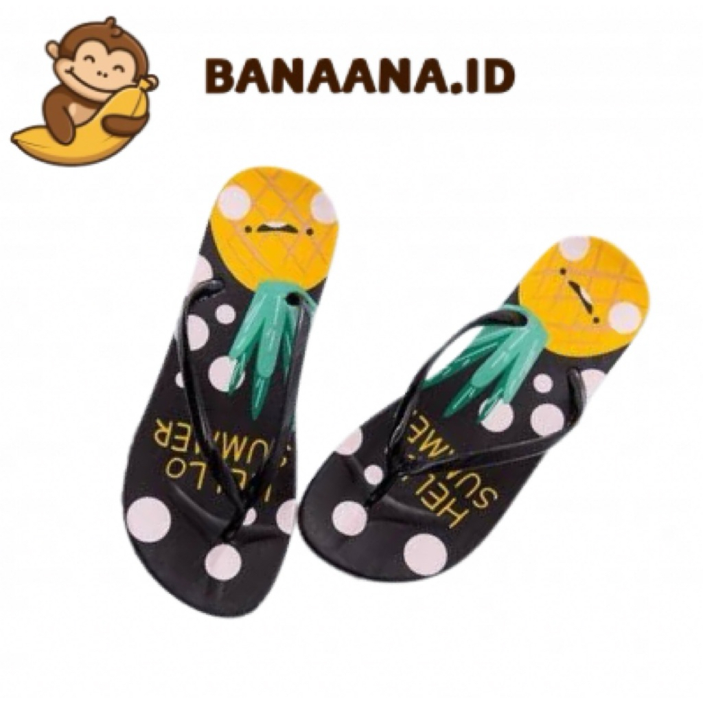 Banana Sandal Motif Nanas sandal japit Nanas sandal wanita cantik sandal murah sandal karakter sanda