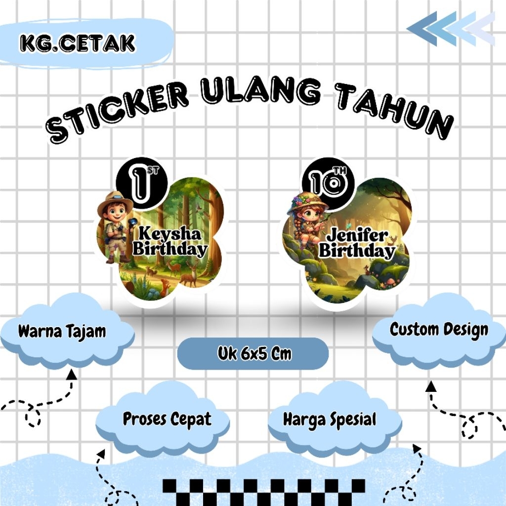 

STICKER ULANG TAHUN ANAK CUSTOM/STICKER ULANG TAHUN PETUALANG