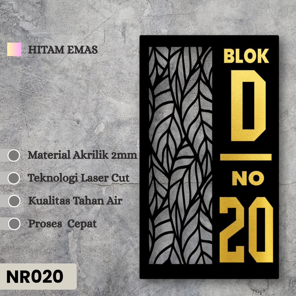 Nomor Rumah Akrilik Custom – Estetik | Plat Tempel Dinding | Tahan Air & Mewah