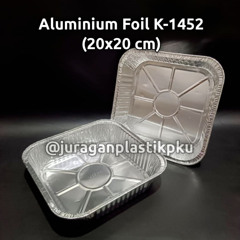 Aluminium Foil Cup K-1452 | Loyang Persegi Petak 20x20 cm Dimsum Mentai Pudding Buah Cake 20 x 20 14