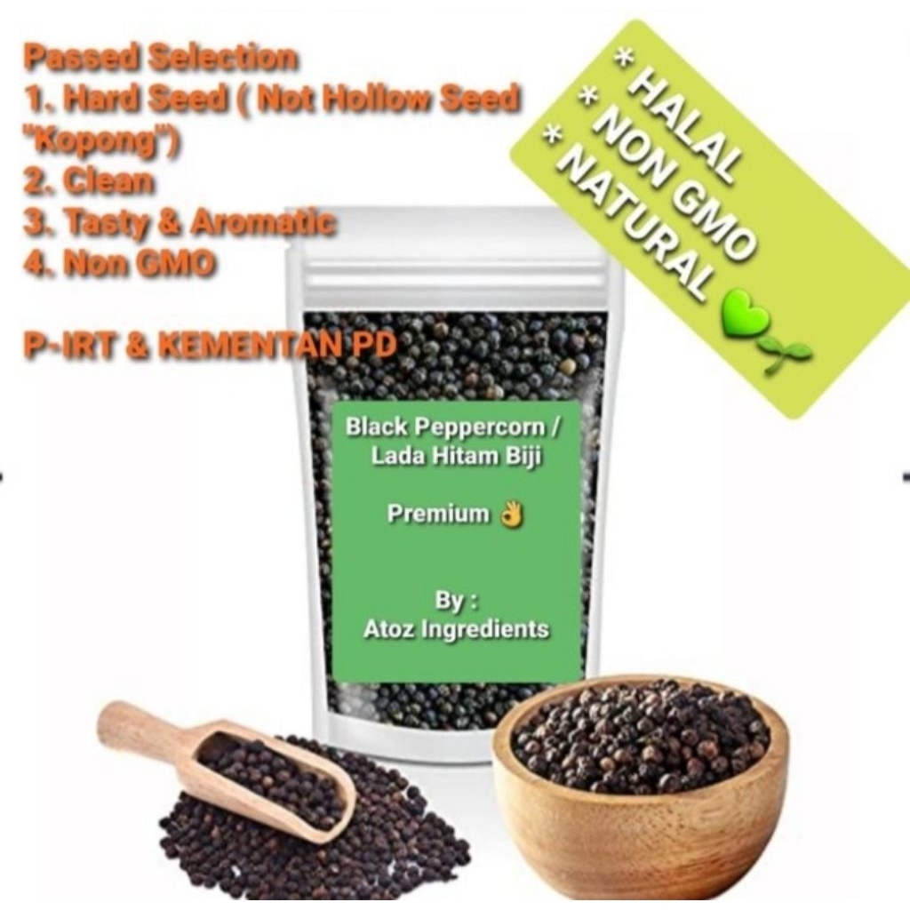 

Black Pepper Whole Higenis 250gram / Lada Hitam Bersih Berisi 2500gram