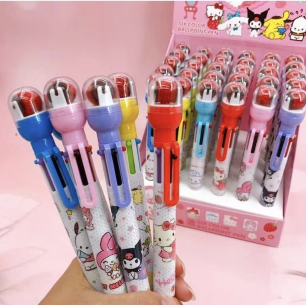 

BARANG BARU SKU : KA031-PANJANG Nama : Pen 6 warna 7in1 PANJANG + roller Stamp bisa cod instan pena pulpen serbaguna