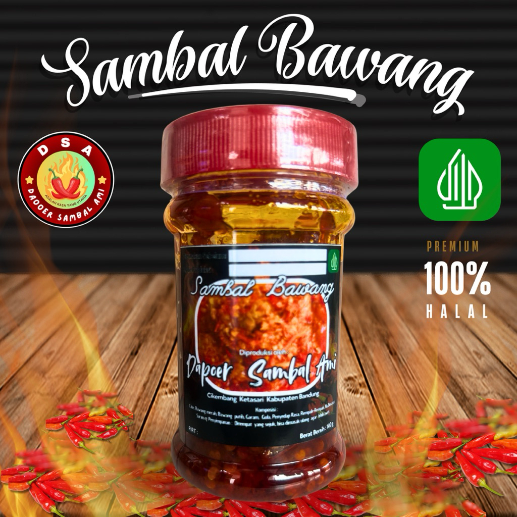 

Sambal Bawang Super Pedas kemasan Toples 140g. Gurih Pedas