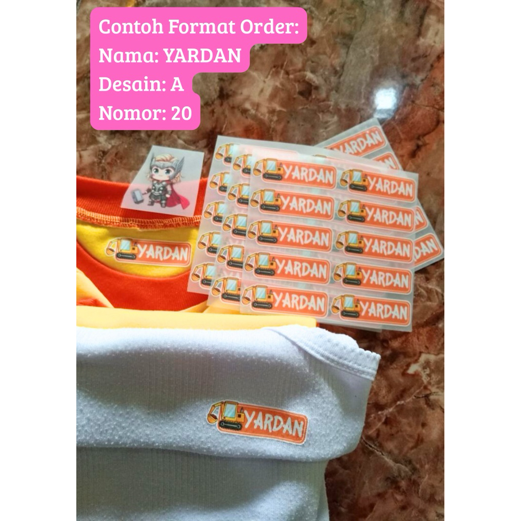 

25 Pcs / 50 Pcs LABEL NAMA BAJU / LABEL HIJAB / STIKER BAJU / SABLON NAMA BAJU / LABEL BAJU SETRIKA MURAH