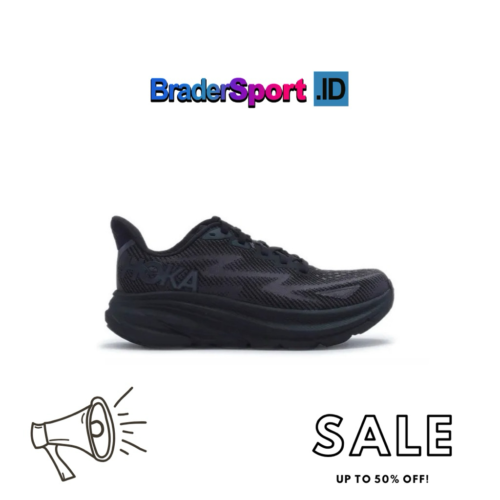 Sepatu Running Hoka Clifton 9 Women’s Black BNIB 100% Original