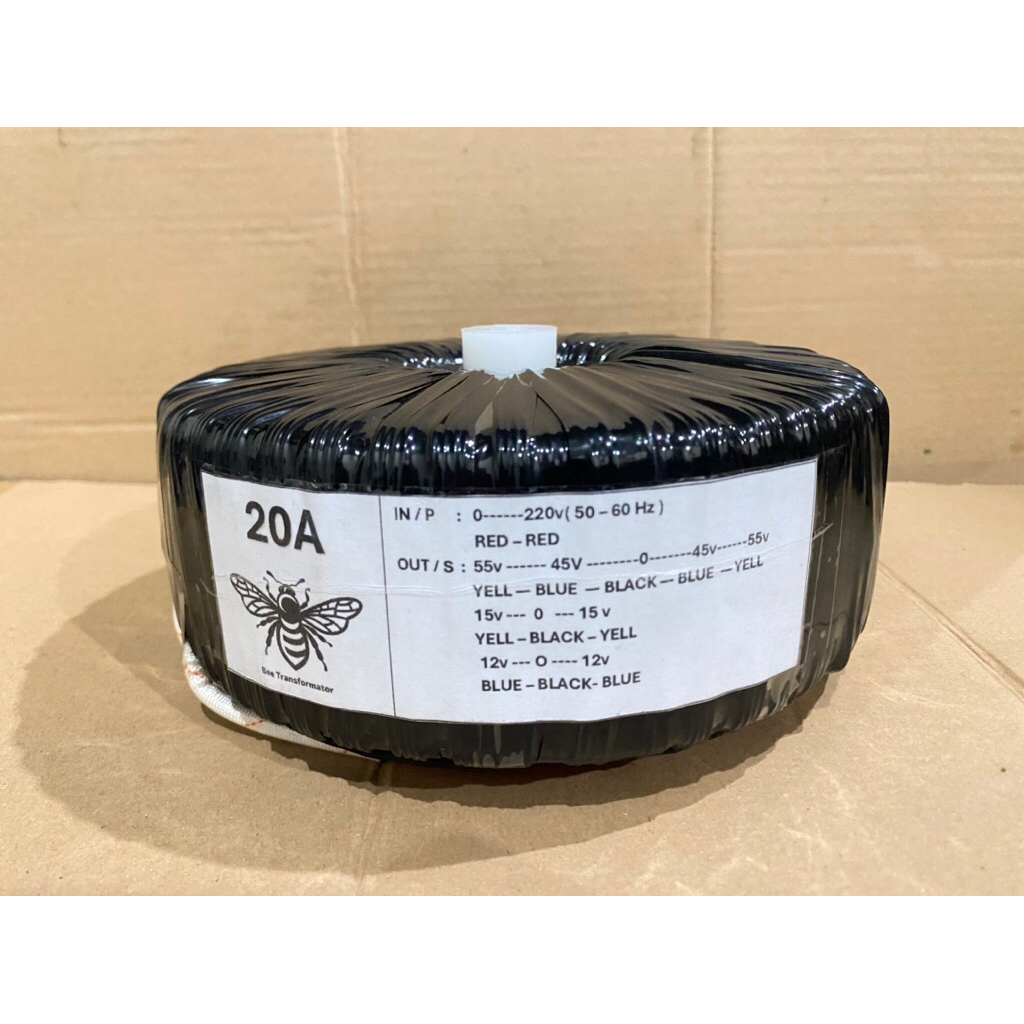 Trafo toroid 20amper murni ct 55v-45v free baut pemasangan
