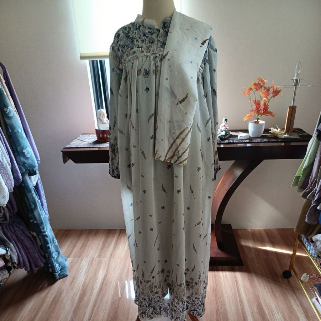 gamis setelan dengan kerudung