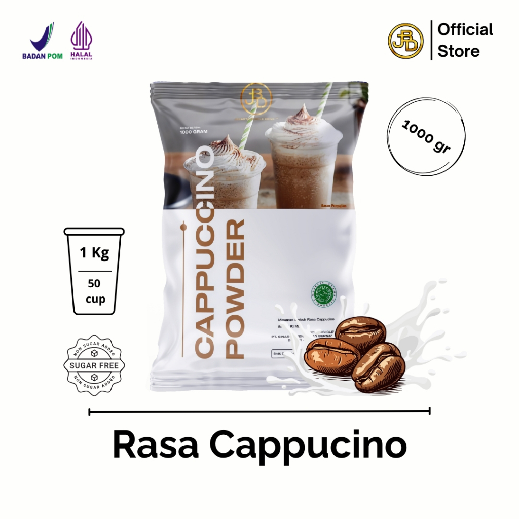 

Bubuk Minuman Premium CAPPUCCINO Ice Blend & Es Krim - Jakarta Bubble Drink | BPOM & HALAL