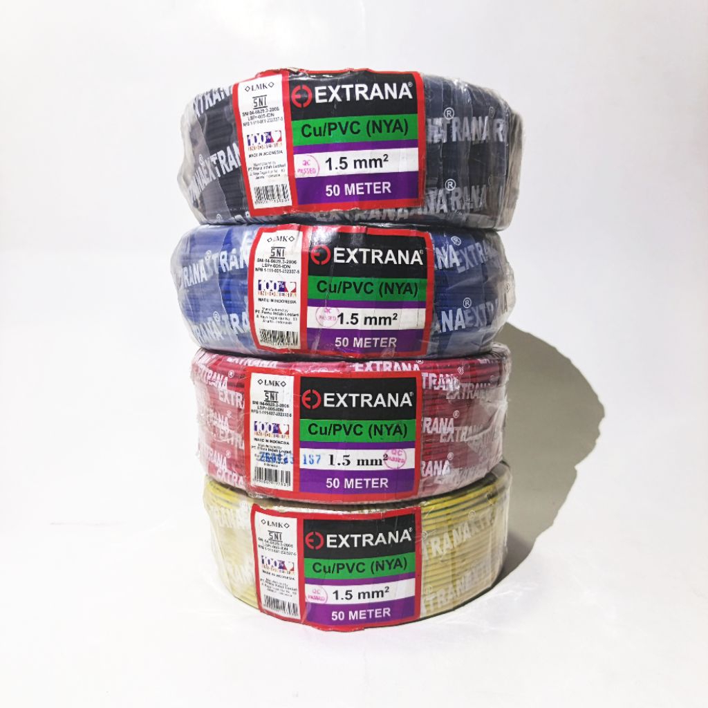 Kabel NYA extrana 1,5 mm (50 M) Hitam,Biru,Merah,Kuning