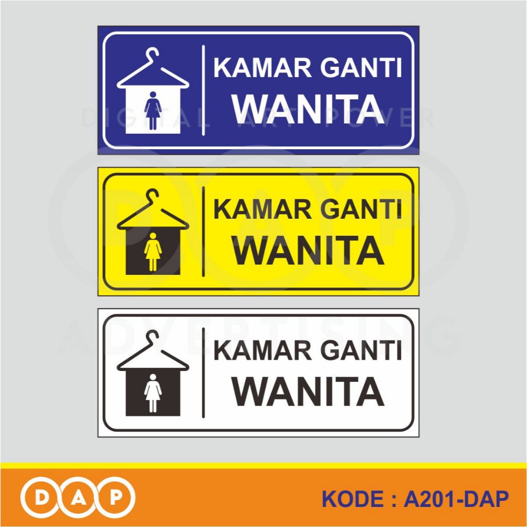 

A201 - Acrylic Sign, Stiker Akrilik Kamar Ganti Wanita, Tahan Air, Termurah, dan Bisa Custom