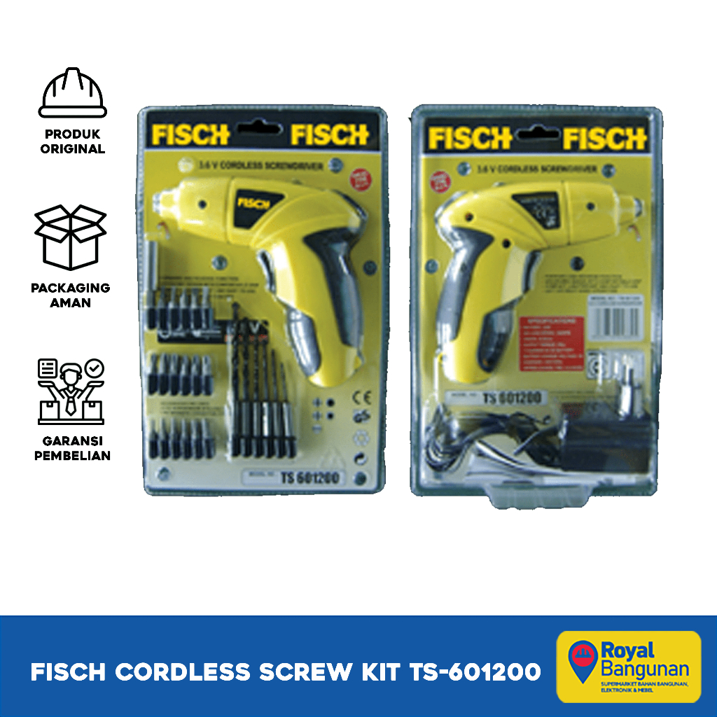 Cordless Screw Kit FISCH TS-601200 Mesin Bor 3.6v