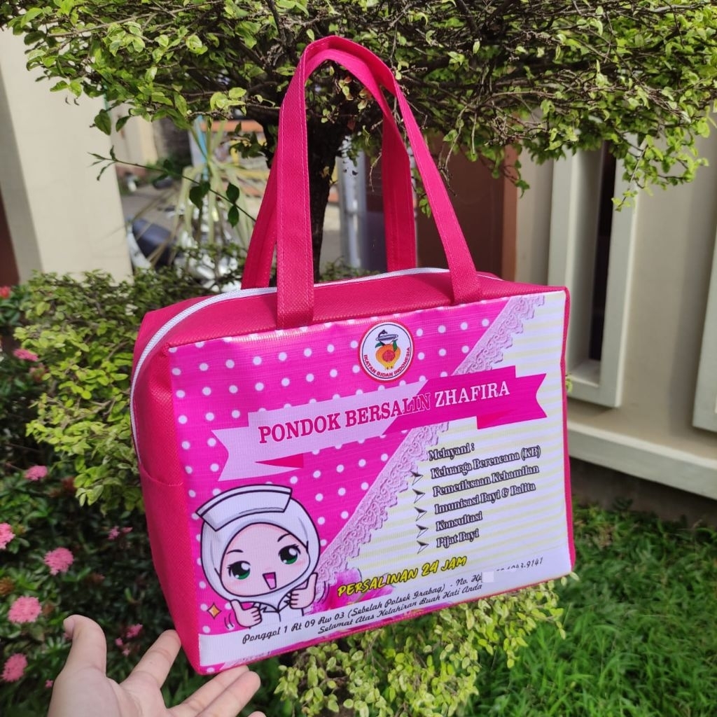 

Tas Partus/ Tas Souvenir Bidan/Tas ANC Media Promosi Klinik Bidan/Rumah Sakit