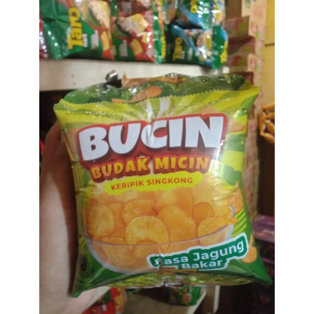 

Bucin Budak Micin Keripik Singkong Rasa Jagung Bakar 10Pcs