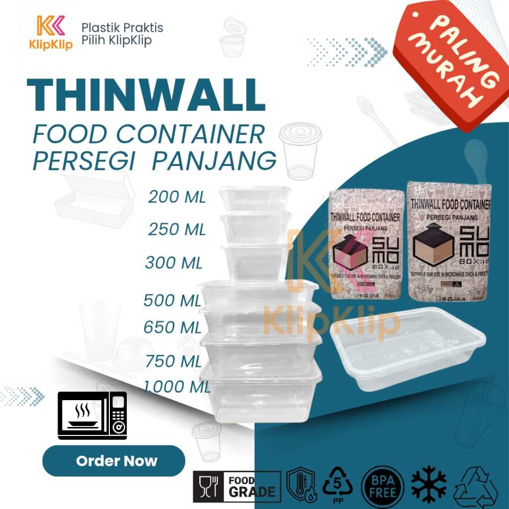 Thinwall Bowl 500 ML 650 ML 750 ML 1.000 ML / Thinwall Murah /  Thinwall Bening Transparan