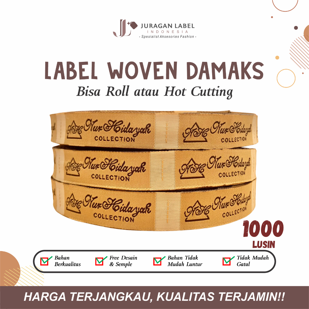 

LABEL WOVEN 1000 LUSIN 12000PCS/LABEL PAKAIAN/LABEL BORDIR DAMAKS