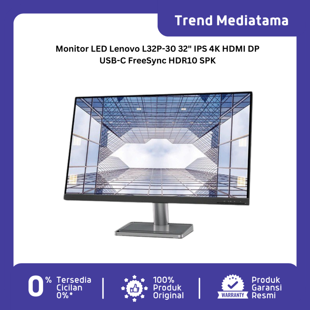 Lenovo L32p-30 32 Inch Monitor - UHD 4K IPS 60Hz