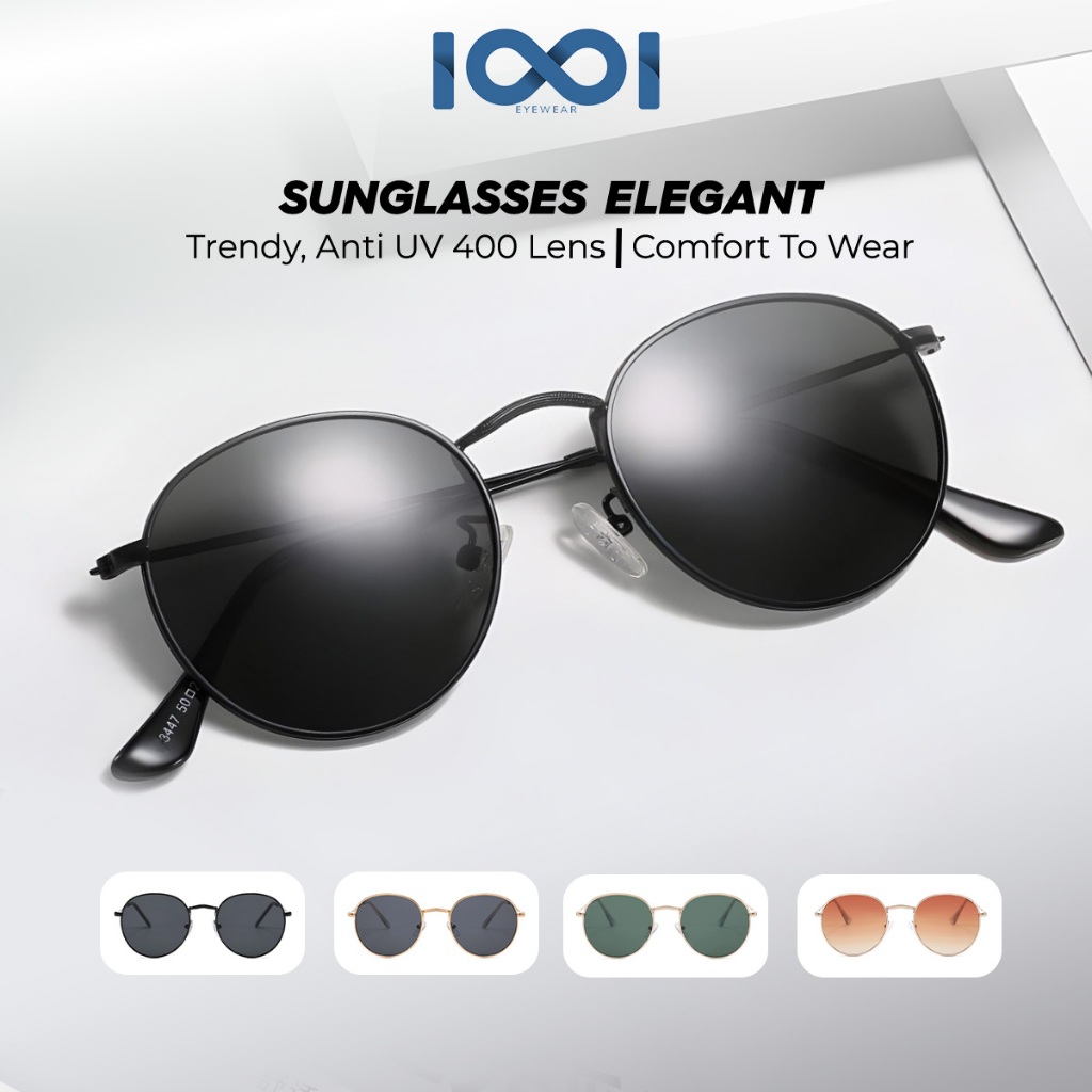 IOOI Eyewear -  Kacamata Hitam Segi Empat Sunglasses PC Bisa Minus Anti UV400 Pria Wanita 3447