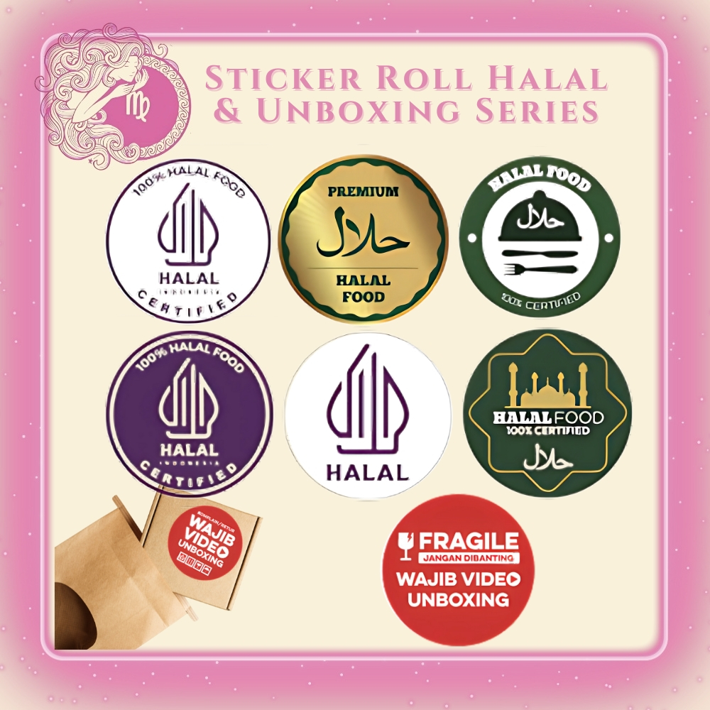 

「 ✦ On.Virgo ✦ 」500pcs Stiker Bulat Roll Halal, Wajib Unboxing | Label Pengiriman Packing SS001