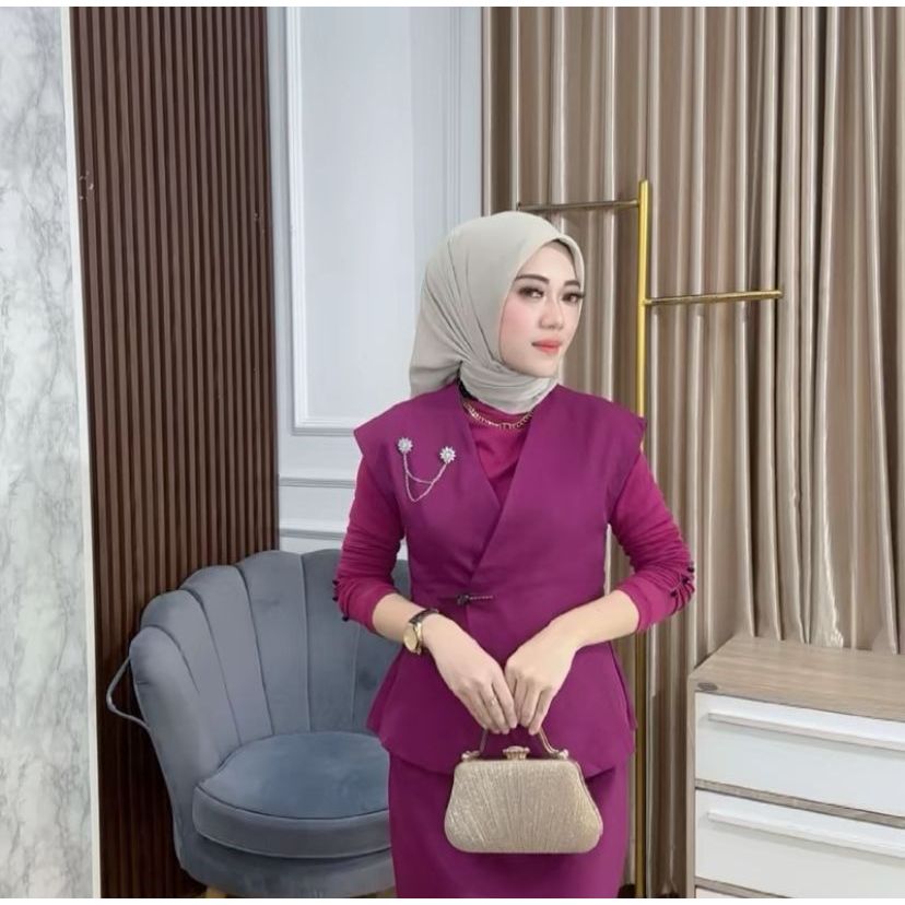 Bellalunabutik - Siena 3Set Rok Span Rompi Inner