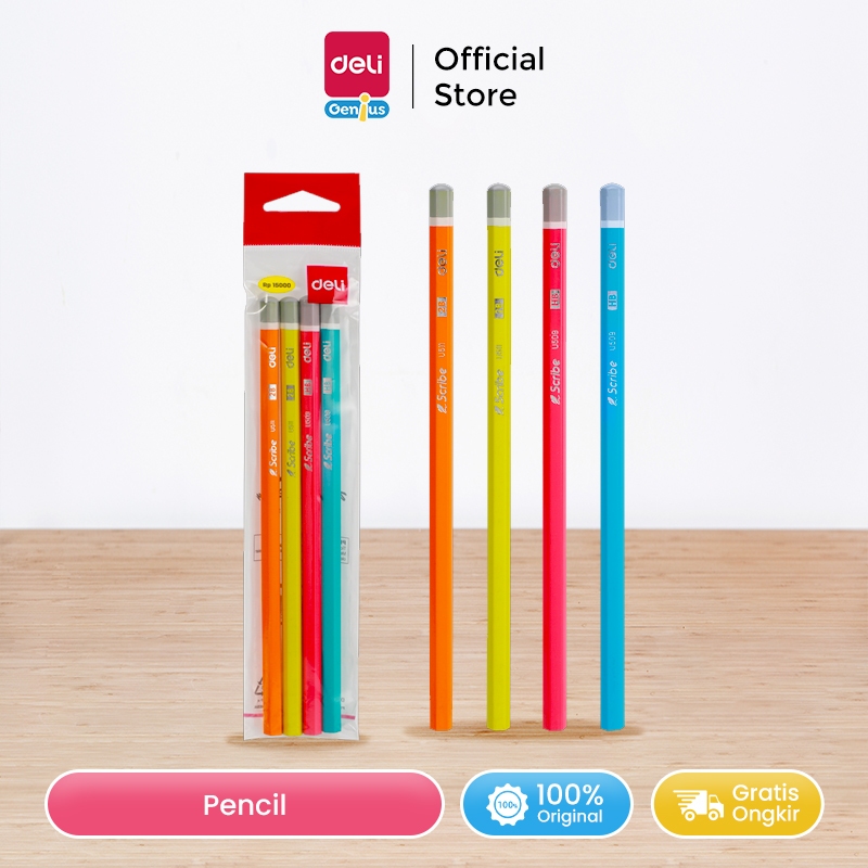 

Deli Graphite Pencil / Pensil Kayu 2B 4pcs/Pack CU511-MT