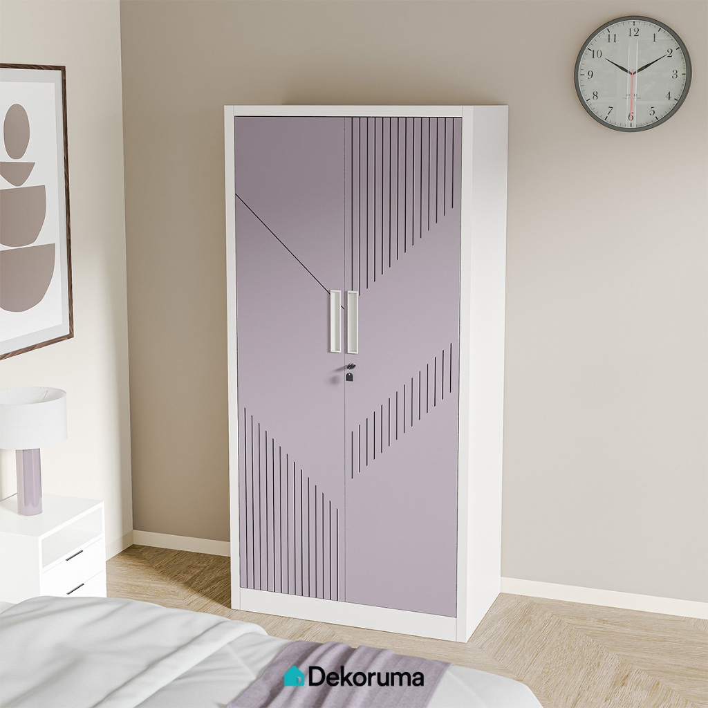 Dekoruma AVERY Lemari Pakaian Besi 2 Pintu / Lemari Baju Metal - Abu-abu