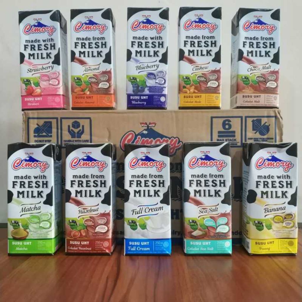 

Cimory Susu UHT milk All varian 250ml coklat Marie biscuit almond matcha strawberry Blueberr