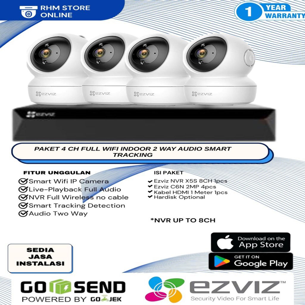 PAKET CCTV WIFI IP CAM 1080p WIRELESS EZVIZ NVR KIT-NON BUILDING