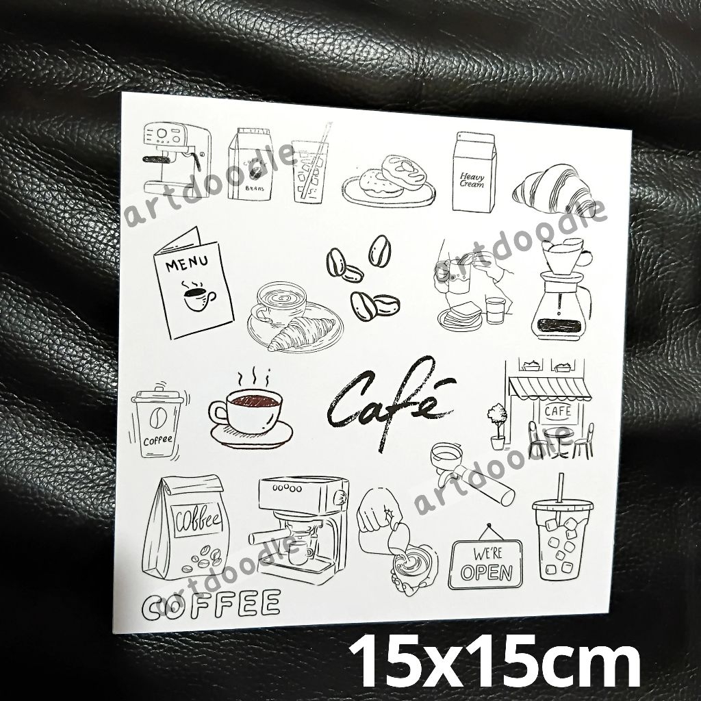 

[Artdoodle] Cafe Doodle Kertas Art Paper bisa Cat Air Tebal 310 Gsm 15x15cm gambar Coffee Doodling Kopi tutorial latihan gambar / Bullet Journaling Bujo / mewarnai anak dewasa / Kids Adult Coloring