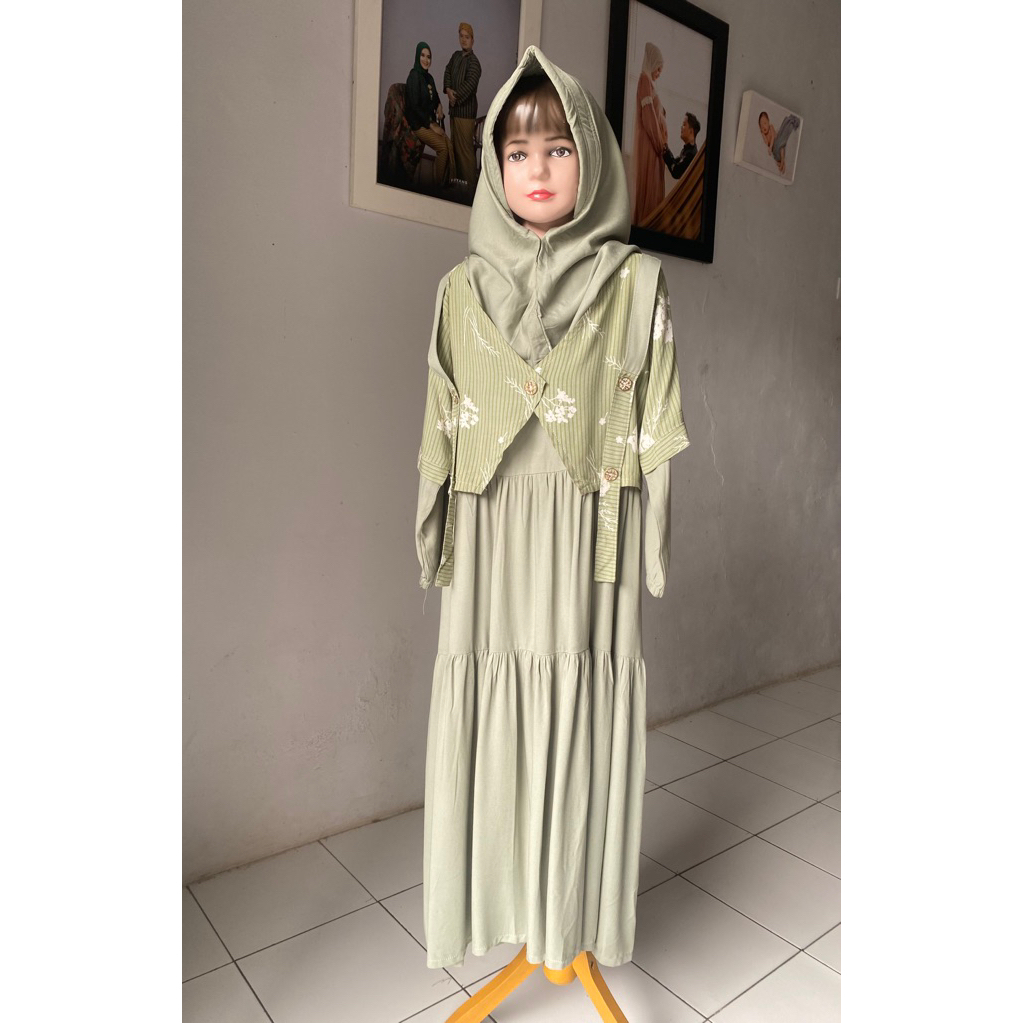 Dress Panis Kids Sage free Hijab