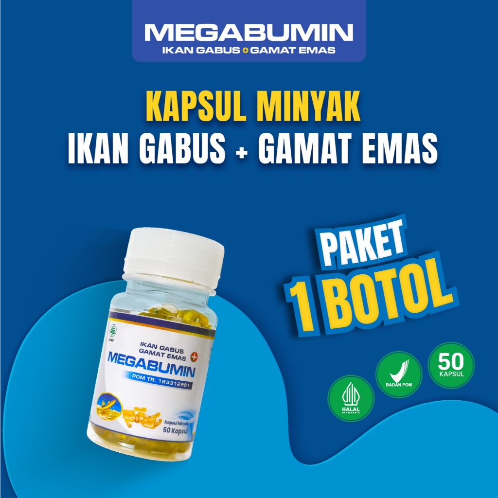 Megabumin - Suplemen Kapsul Minyak Ikan Gabus Kutuk Gamat Emas BPOM Obat Luka Pasca Operasi Caesar