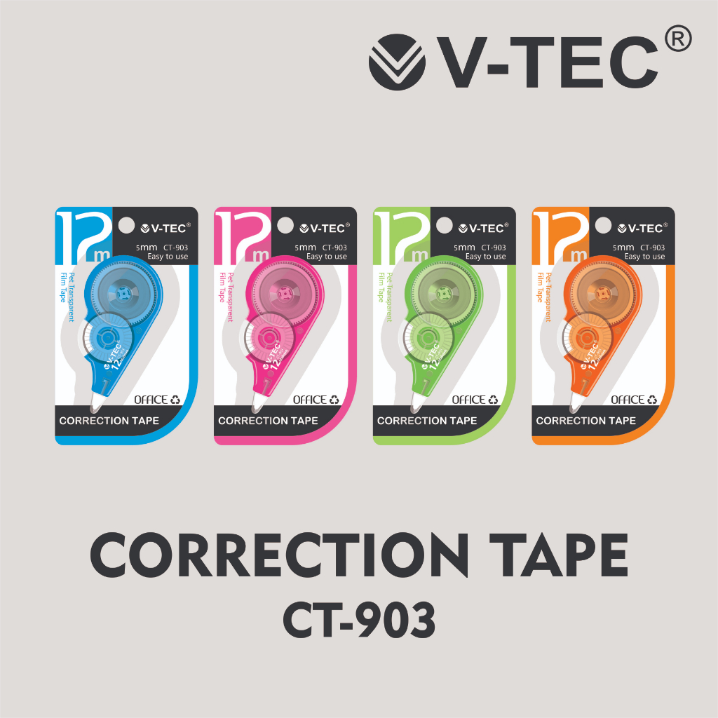 

V-Tec Correction Tape 12M CT-903 with Safe Packaging