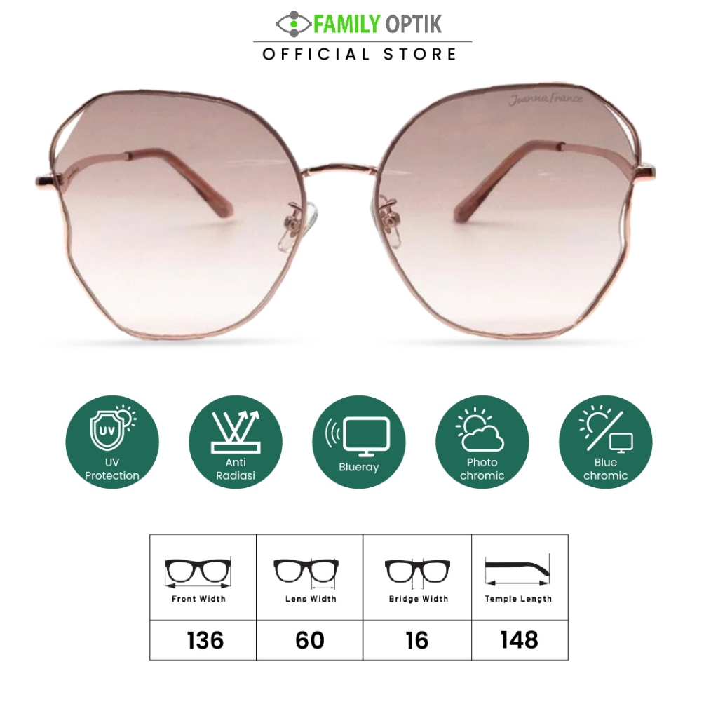 Kacamata Hitam Sunglasses - Joanna France (7165) - Pria Wanita Unisex anti uv