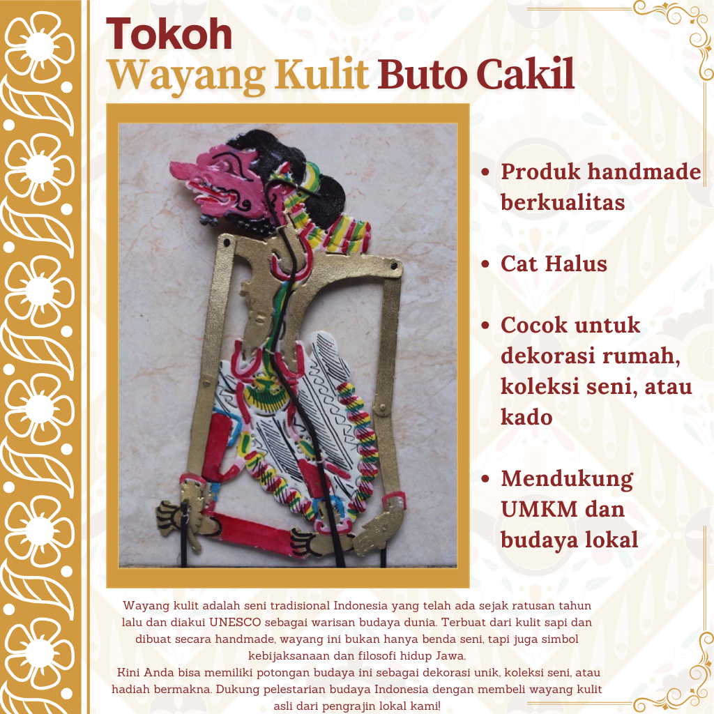 Wayang Kulit Buto Cakil 30 cm